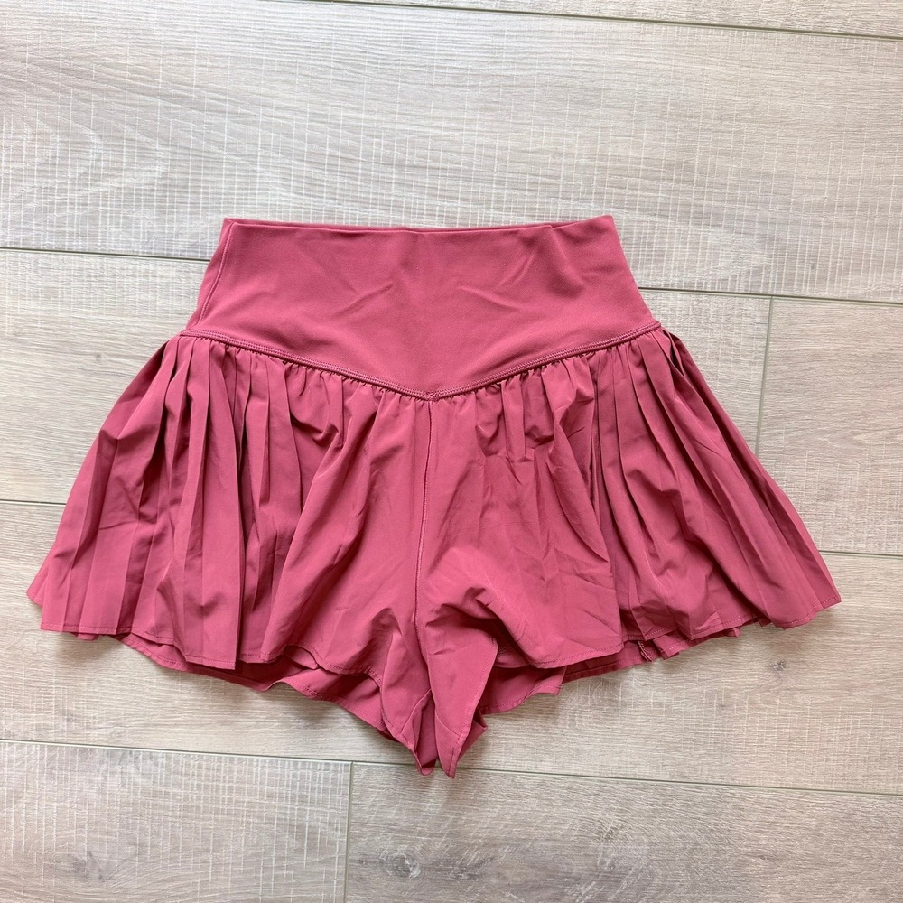 OFFLINE by Aerie Skort Womens M Rosewood Rust Crossover High Waist Pleated Skirt